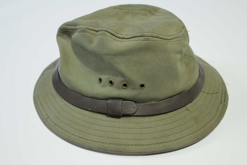 Vtg CC Filson Tin Cloth Packer Hat Waxed Cotton Canvas Hunt/Fish