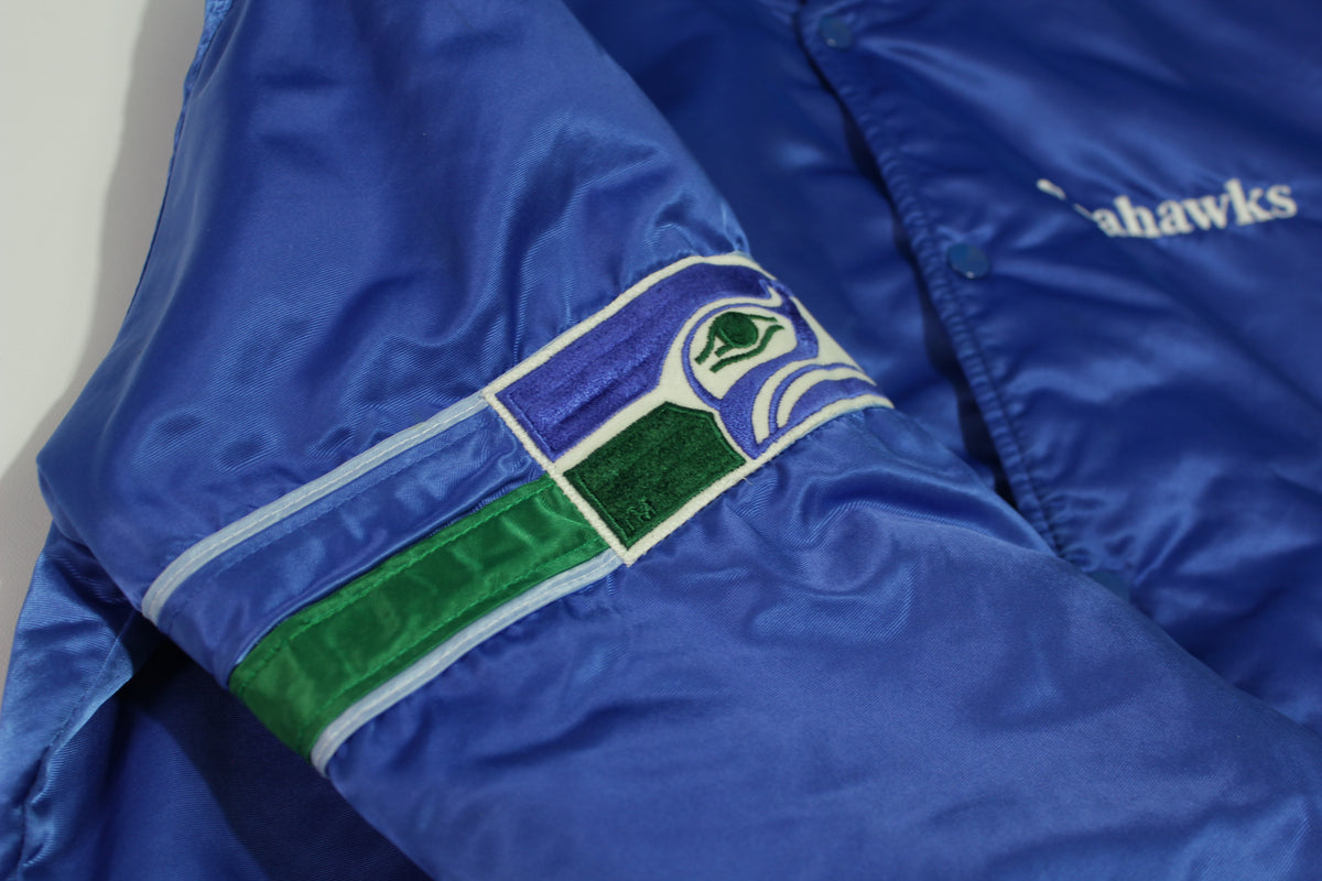 Seattle Seahawks Vintage 80's Made In USA Quilt Lined Original Satin Starter Jacket