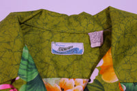 Penneys Vintage Hawaiian 70's Colorful Vibrant Floral Button Up Shirt