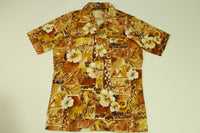 Attitude Vintage Hawaiian 80's Colorful Vibrant Floral Button Up Shirt