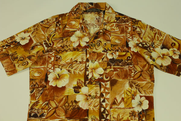 Attitude Vintage Hawaiian 80's Colorful Vibrant Floral Button Up Shirt