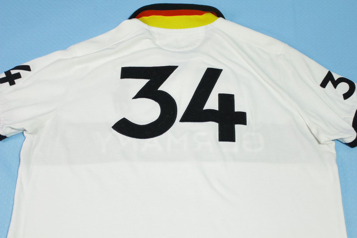Ralph Lauren Polo Shirt White M Germany Big Pony Rugby Preppy Custom #34 1967 World Cup