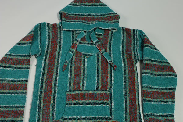 Mexico Drug Rug Poncho Hoodie Baja Sweater Vintage Pullover