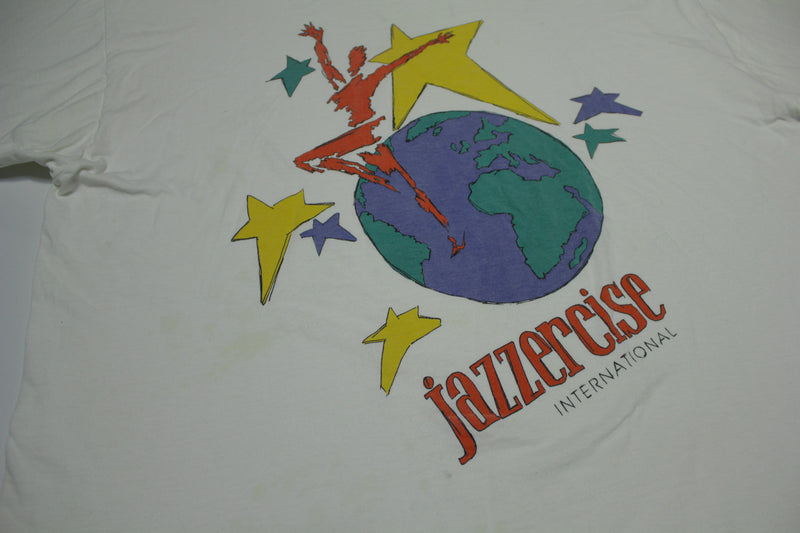 Jazzercise International Vintage 90's Globe Earth FOTL USA Single Stit –  thefuzzyfelt