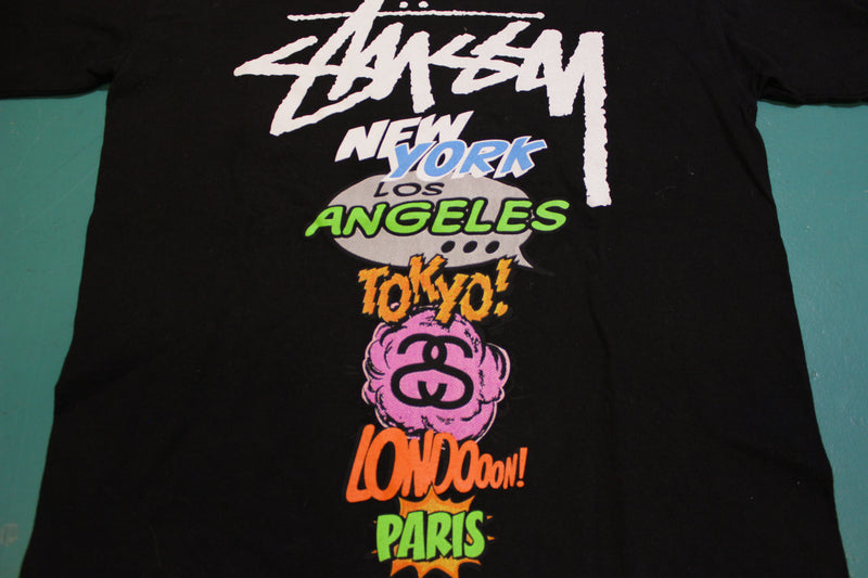 Stussy New York London Los Angeles Tokyo Paris Bronx T-Shirt Mens Small S