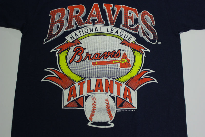 Atlanta Braves National League 1991 Vintage Logo 7 Single Stitch 90's –  thefuzzyfelt