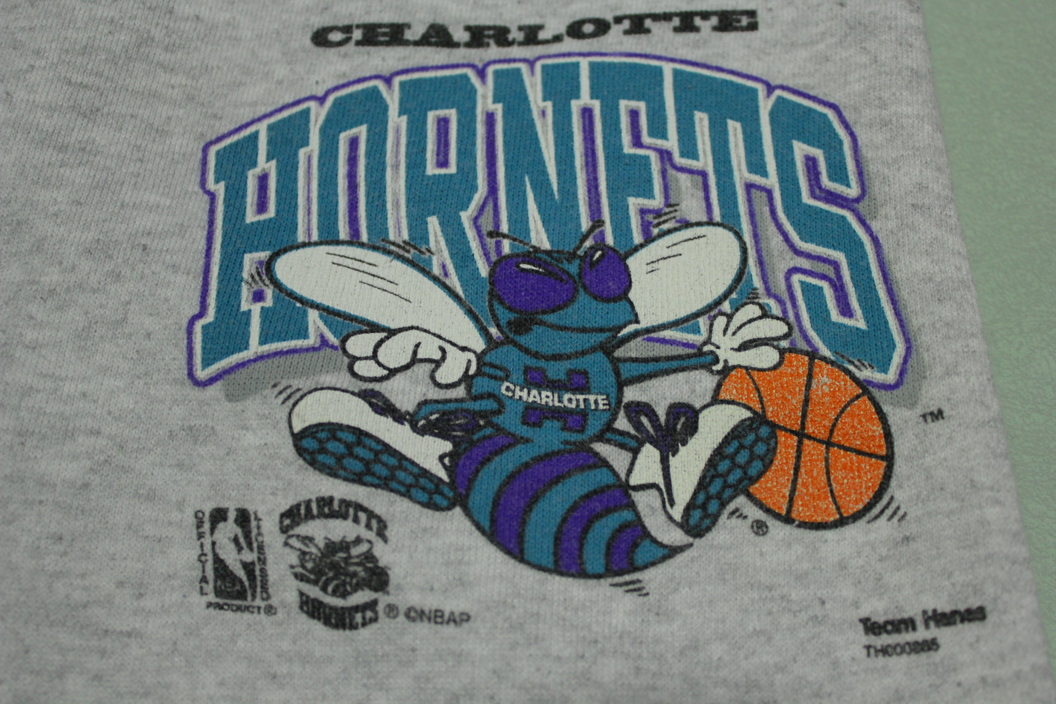 90s USA製 Hanes NBA HORNETS スウェット アイスブルー 90s USA製