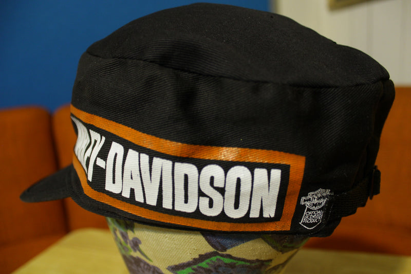 Vintage 80s USA Men's Harley Davidson Black & Orange Eagle fashion Painters Cap