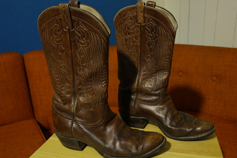Tony Lama cowboy boots men’s size 9 model 6367 TONY LAMA Black Label 6367 Vintage Brown Leather Western  main image 2