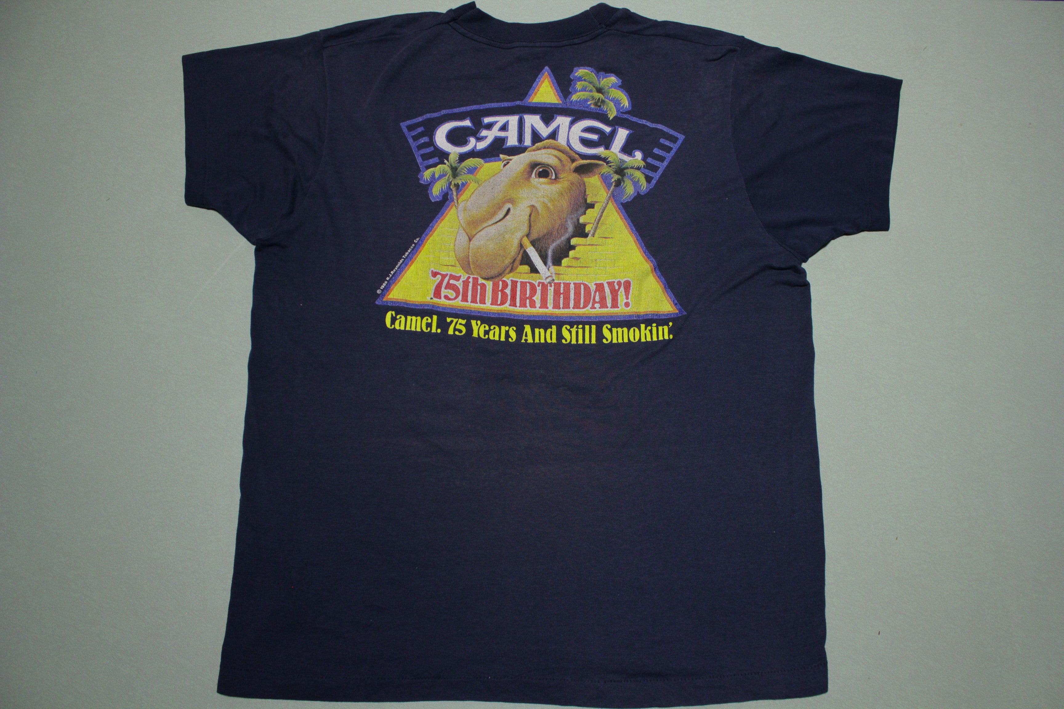 Joe Camel 75th Birthday Vintage 1988 Cigarette Single Stitch Screen Stars  T-Shirt