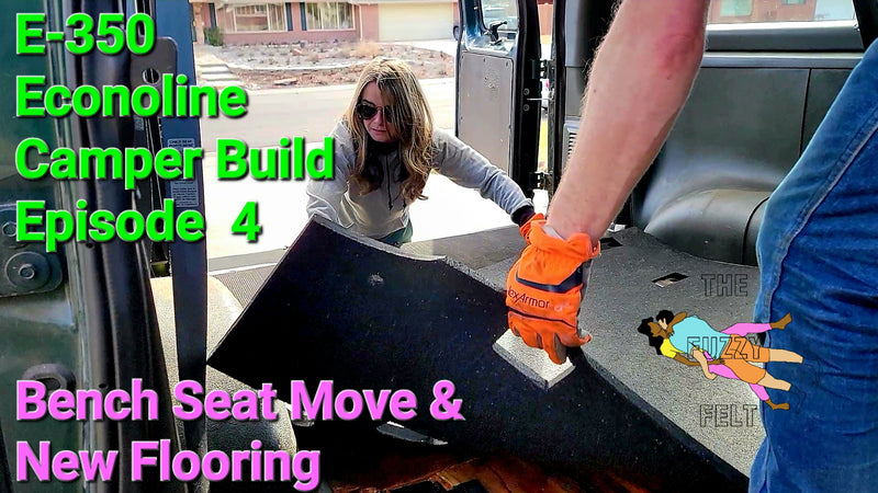 E-350 Econoline Camper Van Build Ep.4 / Moving The Bench Seat & Installing New Rubber Mat Flooring