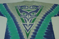 Seattle Seahawks Vintage 90's Tie Dye Liquid Blue Football T-Shirt