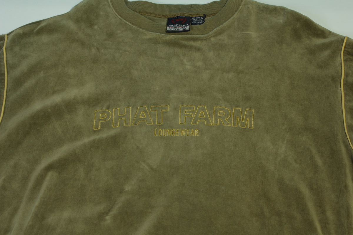 Phat Farm Loungewear Vintage Y2K Embroidered Spellout Velour Sweatshirt