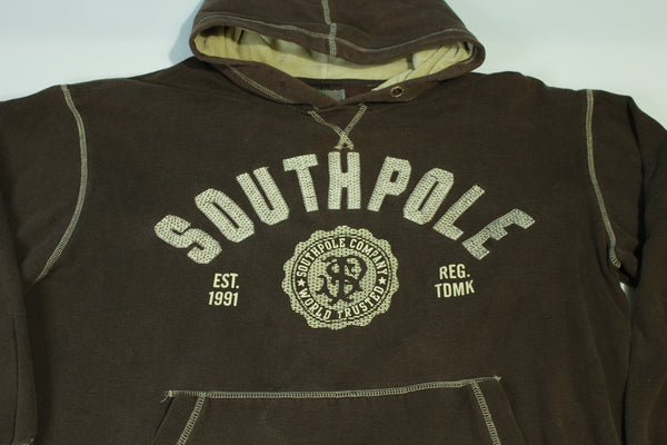 Southpole World Trusted Authentic Collection Vintage Y2K Stitched Velour Lined Hoodie Sweatshirt