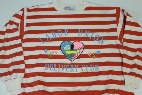 Labor Union Delivery Club Vintage Striped 80's Crewneck Sweatshirt