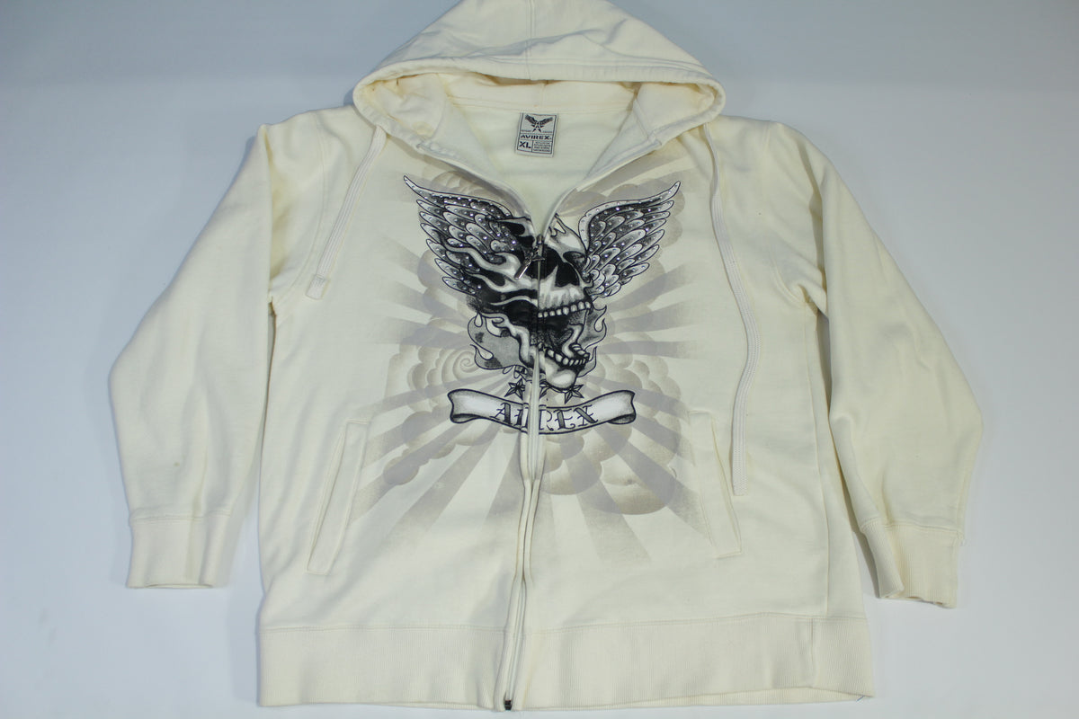 Avirex Vintage Y2K Premium Streetwear Skull Wings Hoodie Sweatshirt