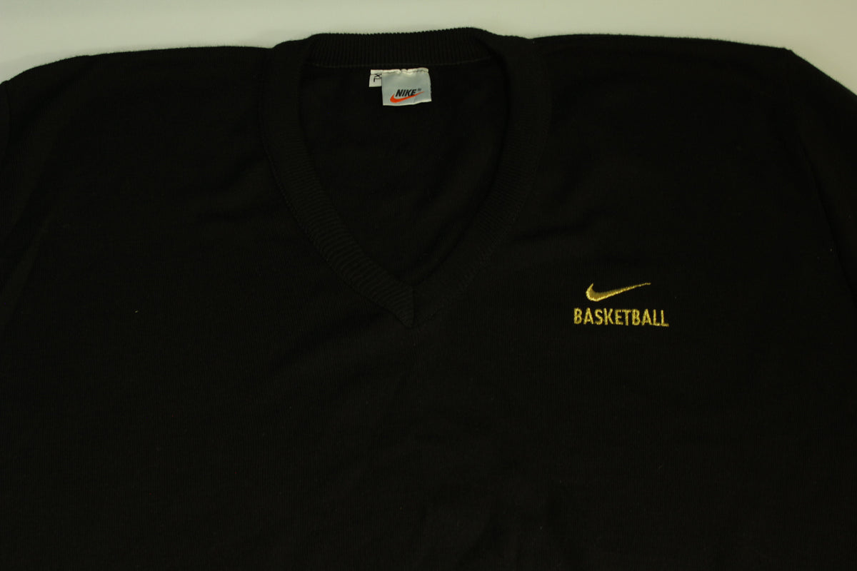 Nike Basketball Vintage 90's V-Neck Swoosh Check Coaches Sweater