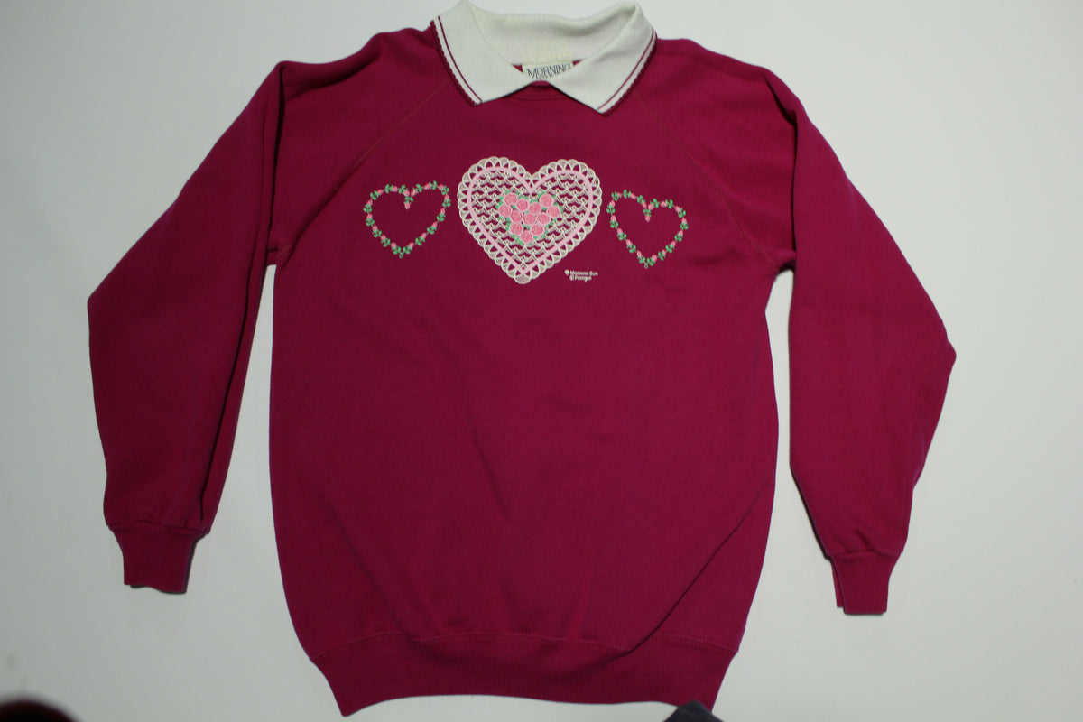 Morning Sun Whitton Vintage 80's Heart Shaped Flowers Grandmas Favorite Sweatshirt