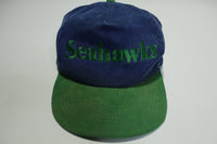 Seattle Seahawks Corduroy Vintage 80s Adjustable Back Snapback Hat