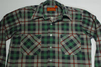 Sears Kings Road Perma Prest Plaid Vintage 70s Cotton Button Up Classic Flannel Shirt