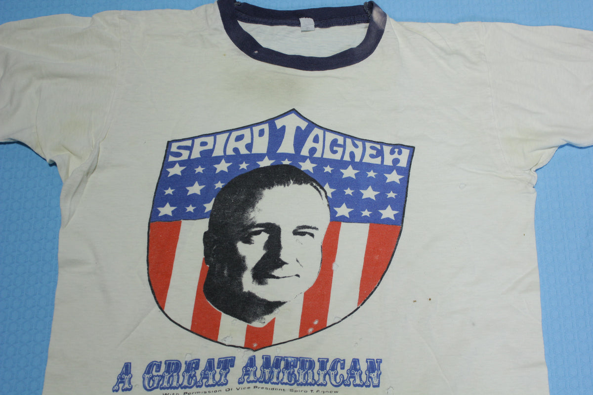 Spiro T Agnew Great American Vintage 70's Ringer Distressed Political T-Shirt
