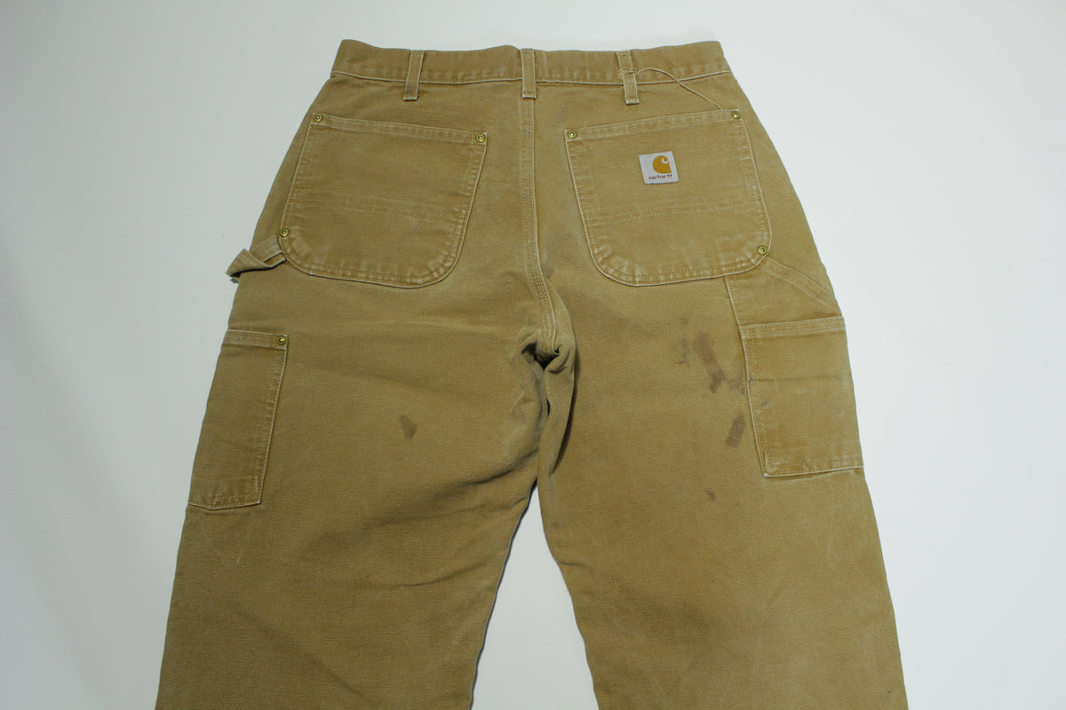 Carhartt B01 BRN Dungaree Fit Duck Wash Canvas Double Knee Front Work Construction Pants