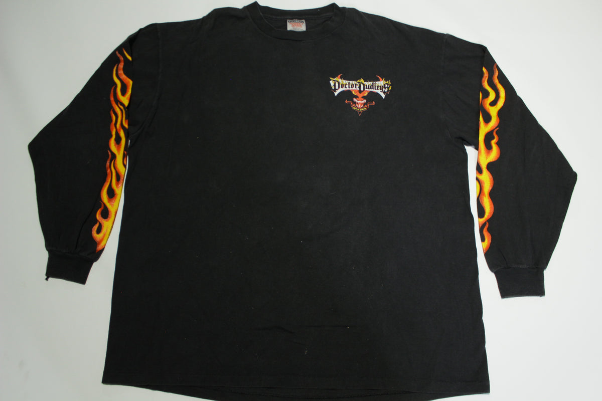 Dudley Perkins San Francisco Vintage 90's Dr. Dudleys Flame Hell On Wheels Long Sleeve T-Shirt
