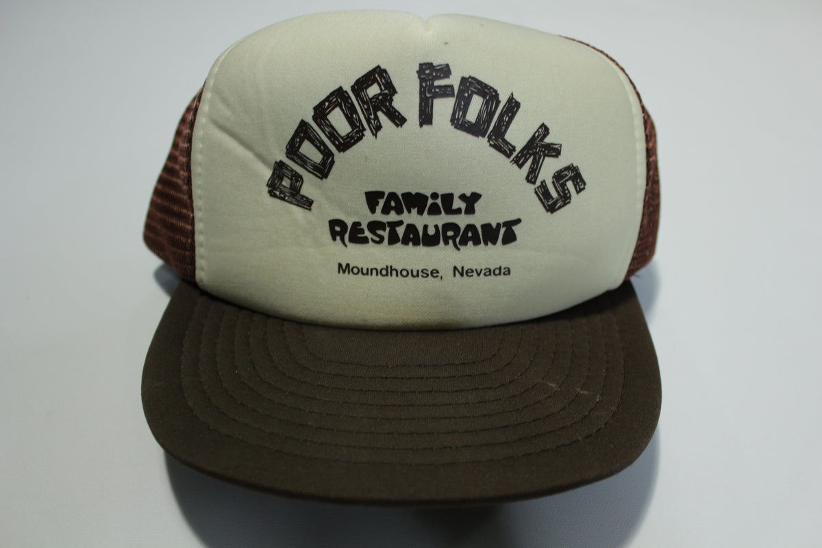 Poor Folks Family Restaurant Moundhouse NV Vintage 80s Adjustable Back Snapback Hat