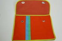 Colorful 80's Red Blue Green Yellow Striped Twist Lock Hand Bag