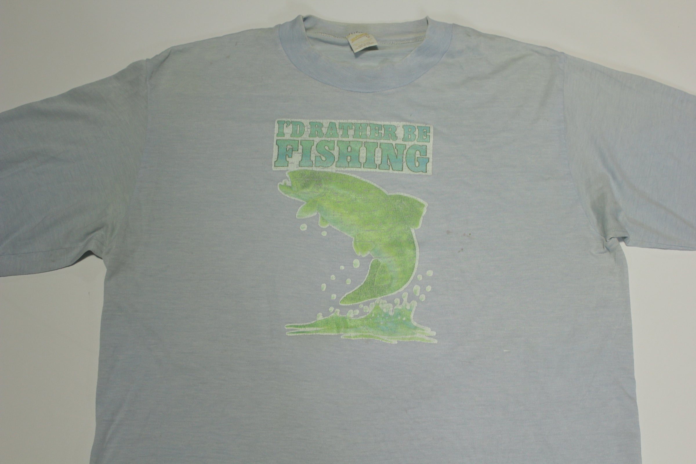 I'd Rather Be Fishing Vintage 70's Single Stitch Sportswear Tag T-Shir –  thefuzzyfelt