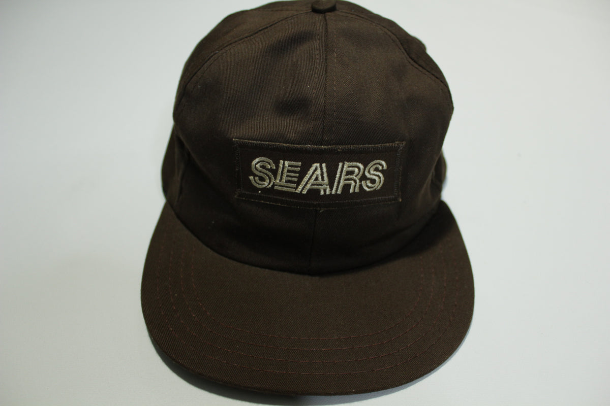 Sears Brown Patch Vintage 80s Adjustable Back Snapback Hat