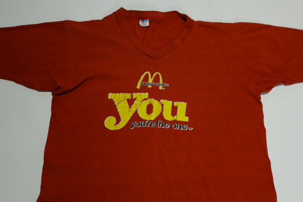 McDonald's 1975 YOU You're The One Vintage Champion Blue Bar 70's Original Slogan T-Shirt