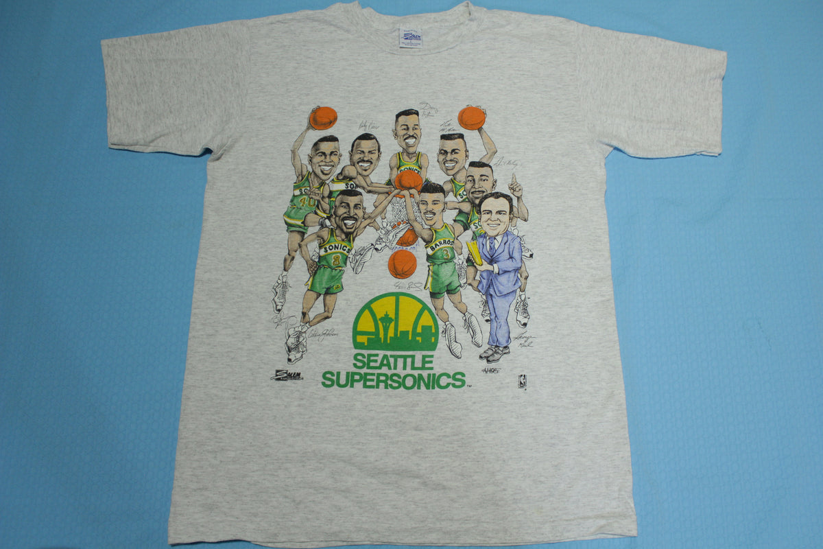 Seattle SuperSonics Caricature Vintage 90's Salem Sportswear Double Dribble T-Shirt