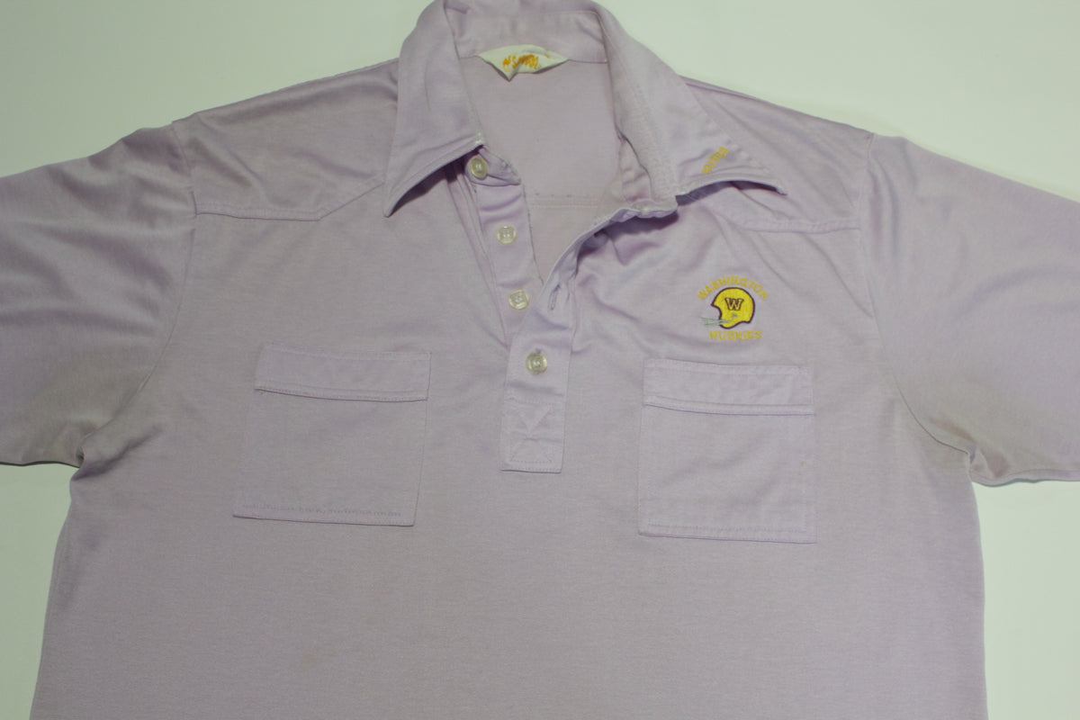 UW University of Washington Huskies Vintage 80's Sports Coaches Football Polo Shirt
