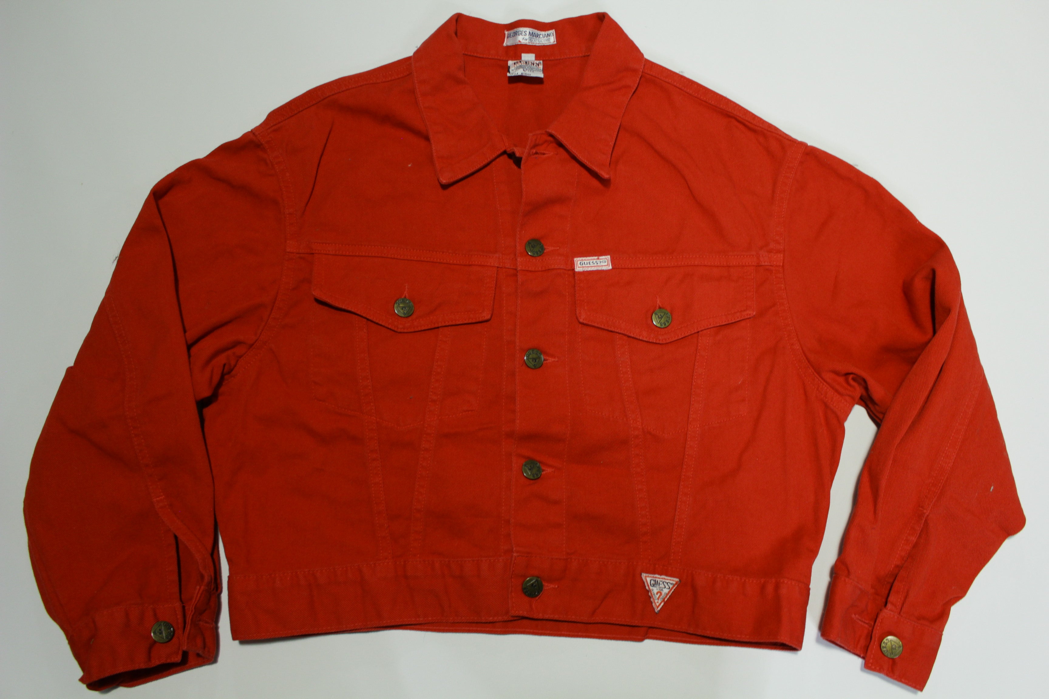 Guess red denim jacket hotsell