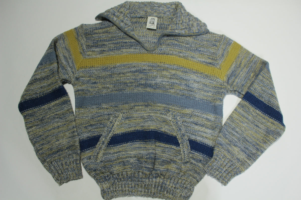 Kennington California Vintage 70's Beach Hippie Big Collar Sweater