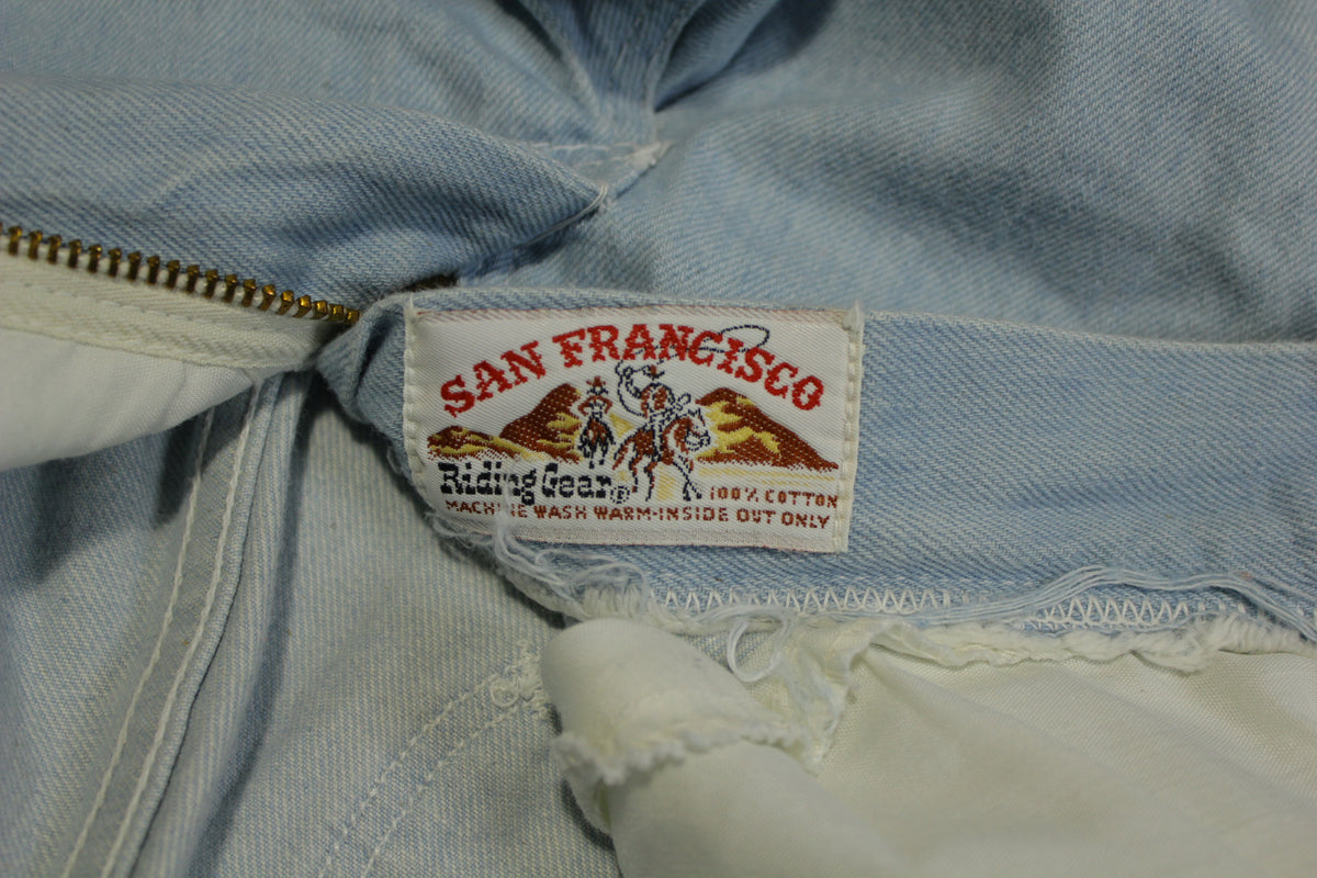 San Francisco Riding Gear Vintage 80's Light Wash Distressed Denim Blue Jeans