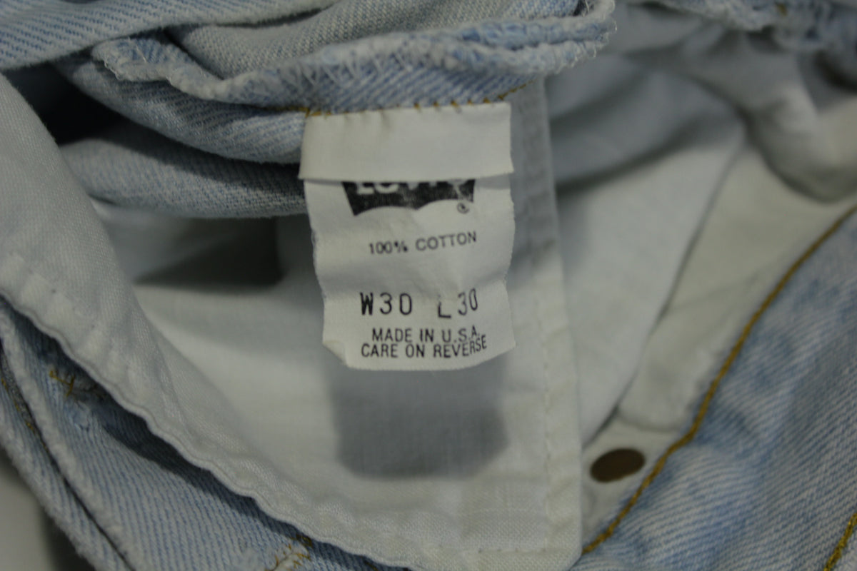 Levis 501 Button Fly Vintage 90's Denim Grunge Acid Wash Red Tab Blue Jean Cut Off Shorts