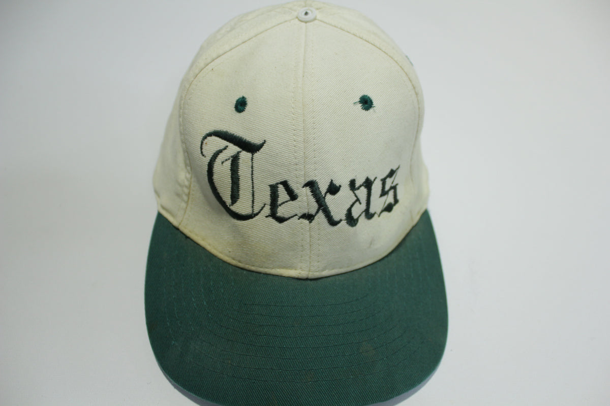 Texas Embroidered Script Vintage 80s Adjustable Back Snapback Hat
