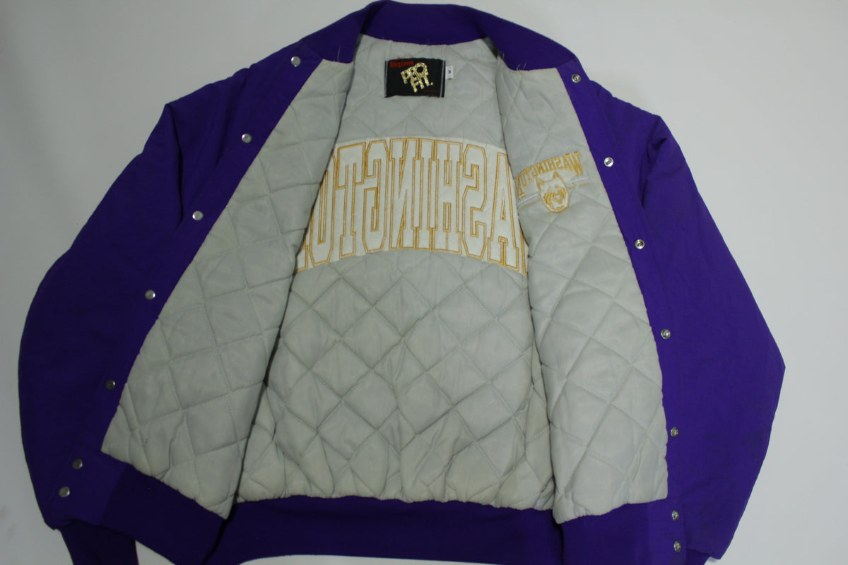Washington State Huskies Vintage 90's Pro Fit Snap Up Quilt Lined Team Jacket