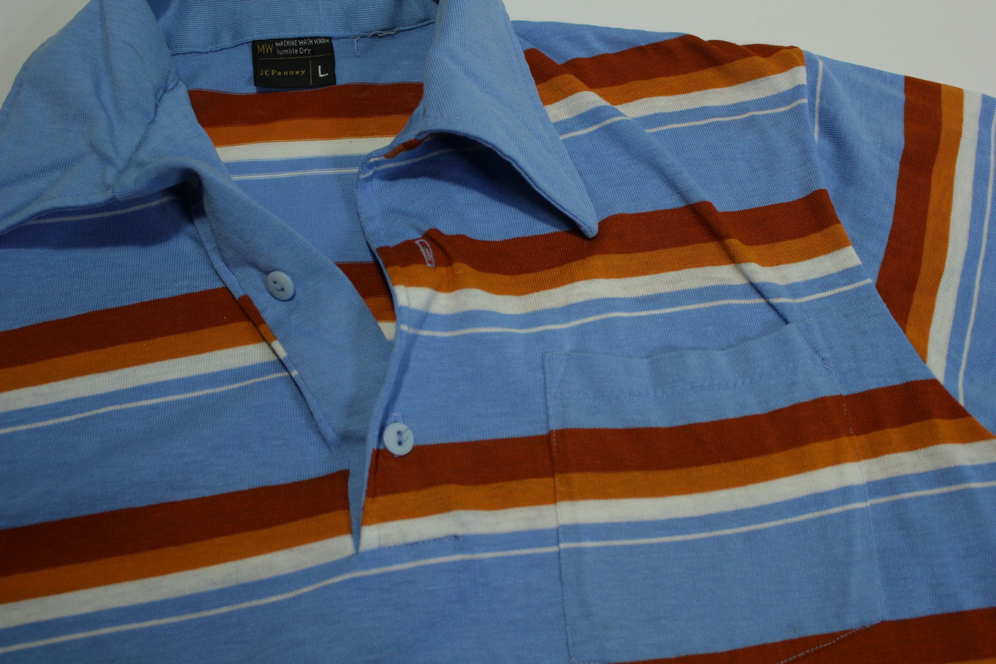 JC Penney Striped 'Brady Bunch' Vintage 70's Polo Golf Shirt