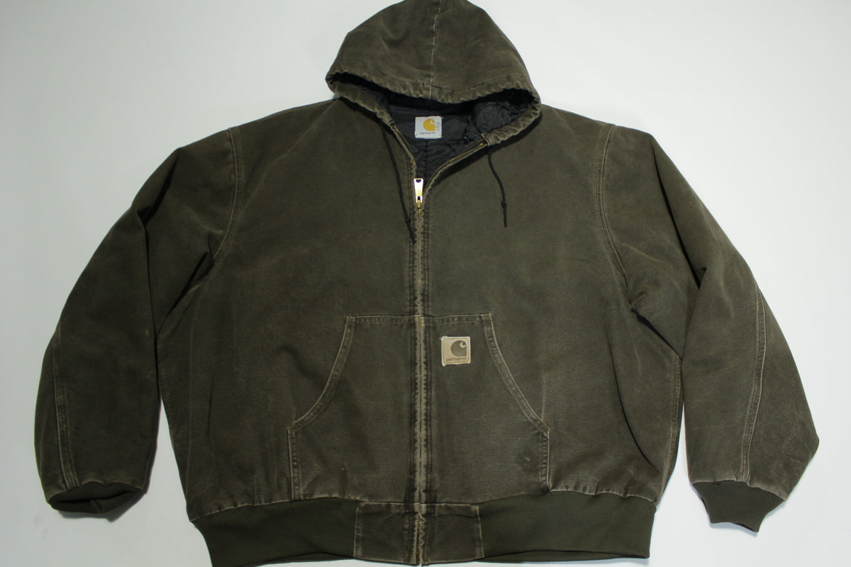 Carhartt JQ282 Chocolate Duck Canvas Vintage 90's Hooded Made in USA Work Jacket