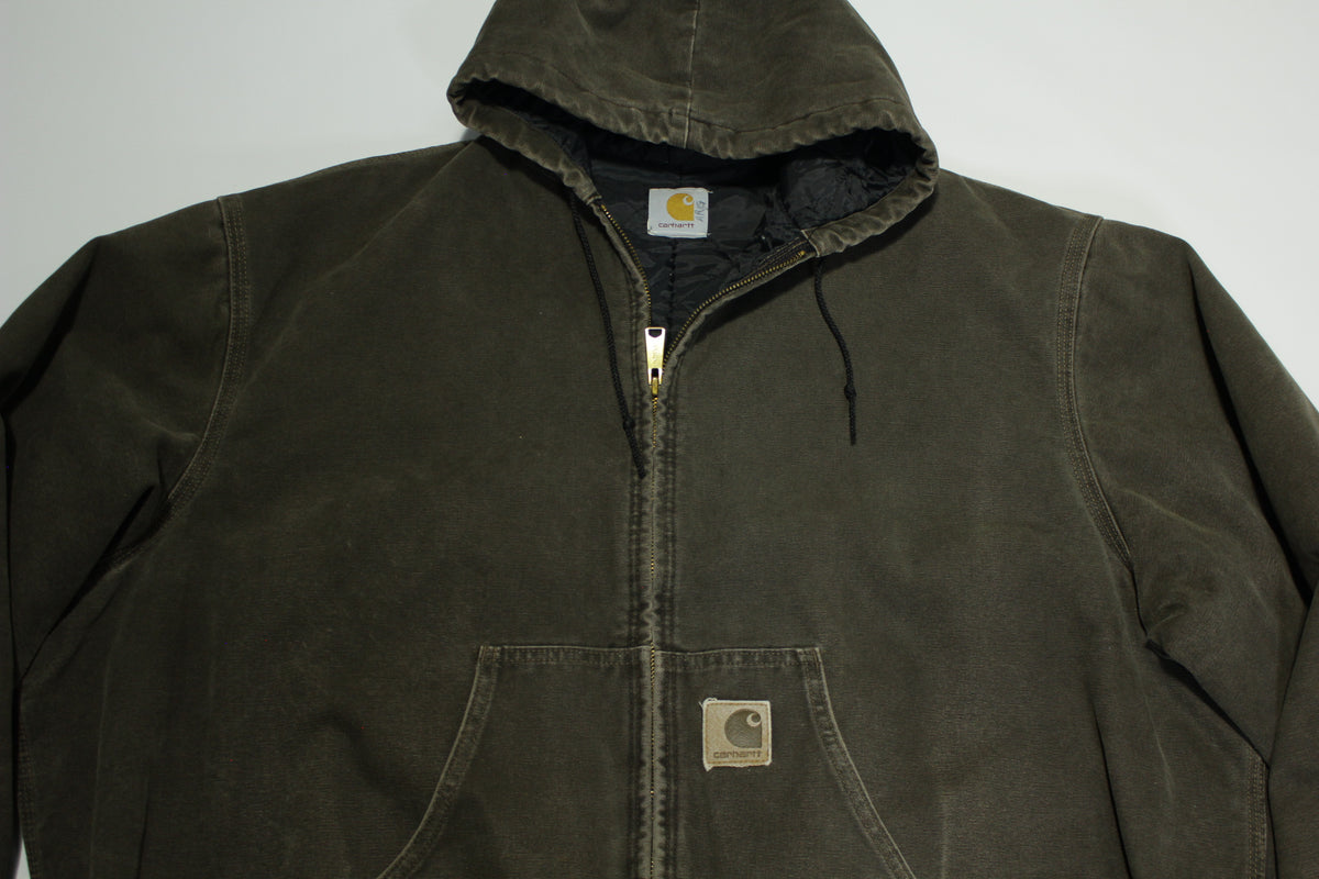 Carhartt JQ282 Chocolate Duck Canvas Vintage 90's Hooded Made in USA Work Jacket