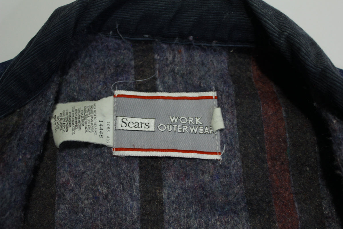 Sears Work Outwear Vintage 80's Made in USA Blanket Lined Chore Jean Jacket