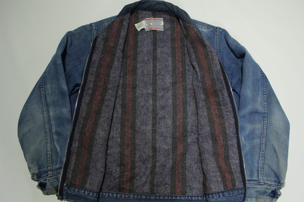 Sears Work Outwear Vintage 80's Made in USA Blanket Lined Chore Jean Jacket