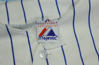 Chicago Cubs Vintage 90's Majestic Button Up Sewn Patch Pin Striped Jersey