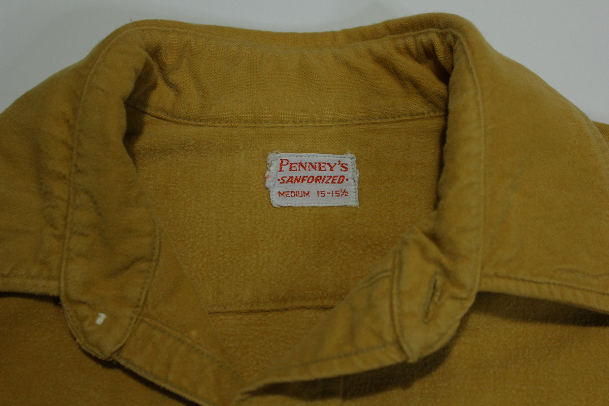 Penneys Sanforized Vintage 50's Distressed Cotton Button Up Work Shirt