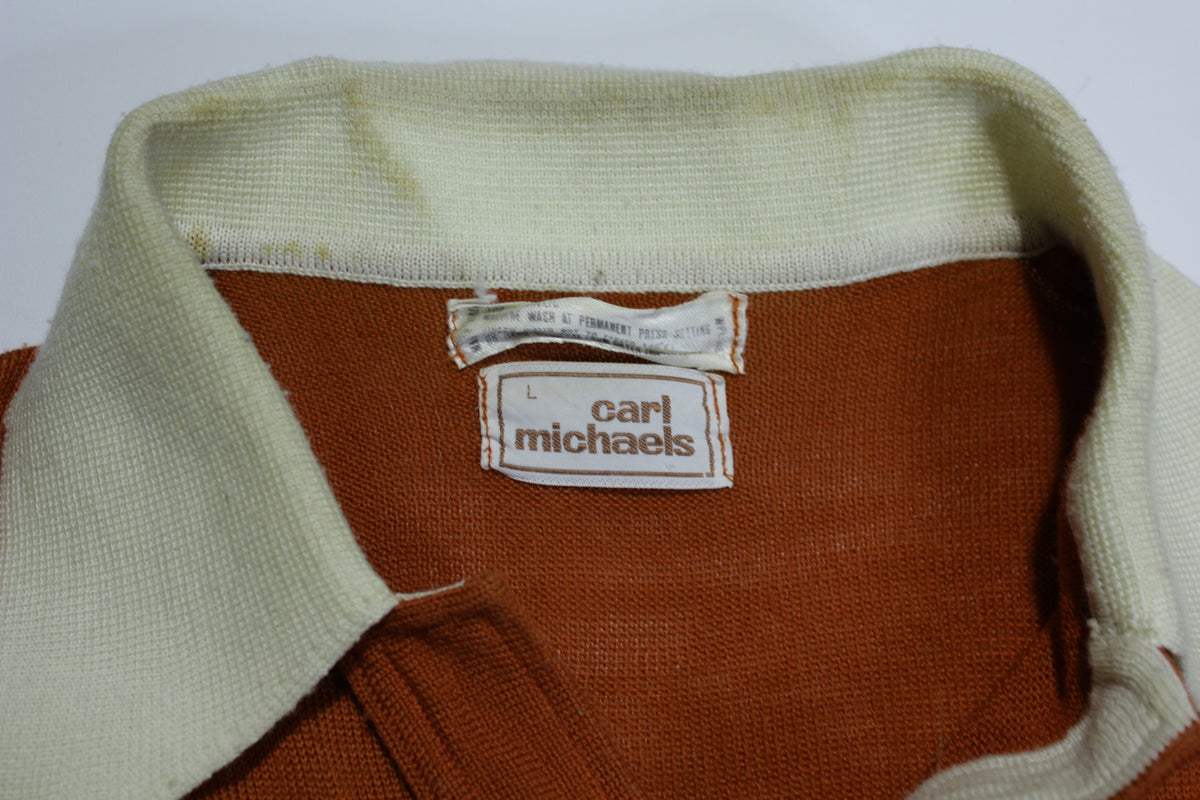 Carl Michaels Vintage 70's Long Sleeve Acrylic Polo Shirt