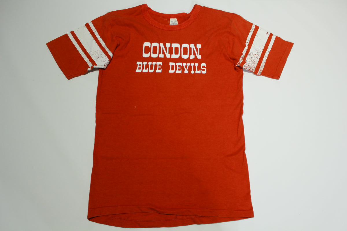 Condon Oregon Blue Devils Vintage 70's Velva Sheen Striped Jersey T-Shirt