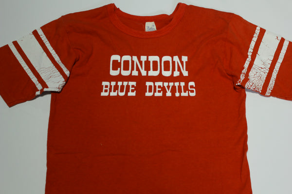 Condon Oregon Blue Devils Vintage 70's Velva Sheen Striped Jersey T-Shirt